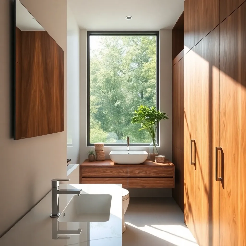 Nowoczesna łazienka z drewnem
