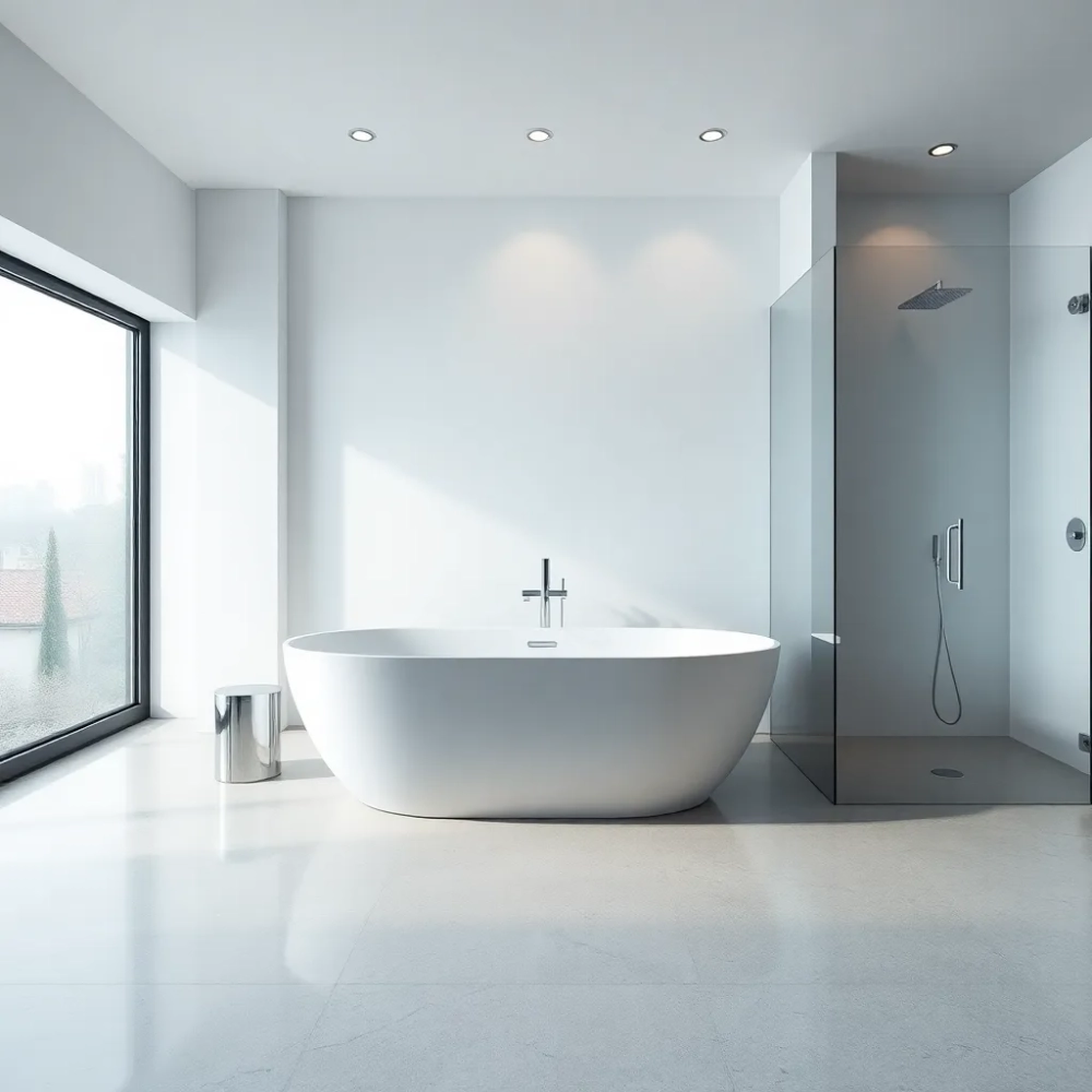 Nowoczesna łazienka z wanną i prysznicem
