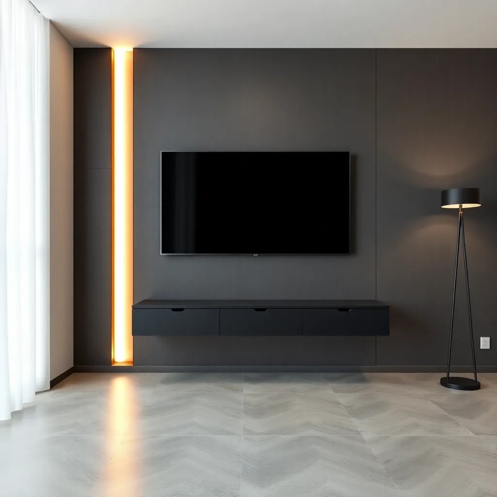 Nowoczesna ściana telewizyjna w salonie
