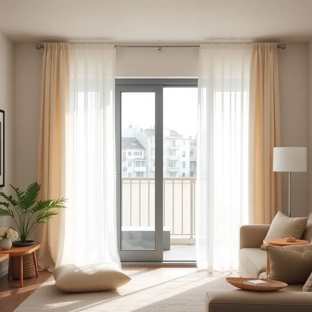 Nowoczesne firany do salonu z balkonem