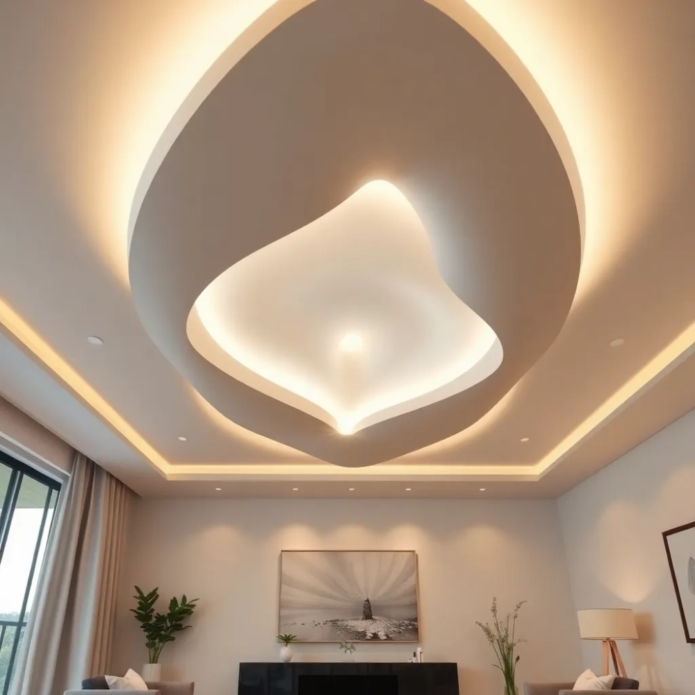 Nowoczesne sufity w salonie