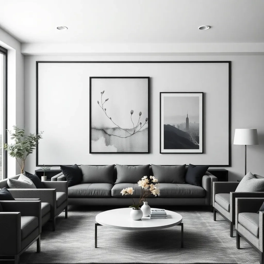 Obrazy w czarnej ramie do salonu