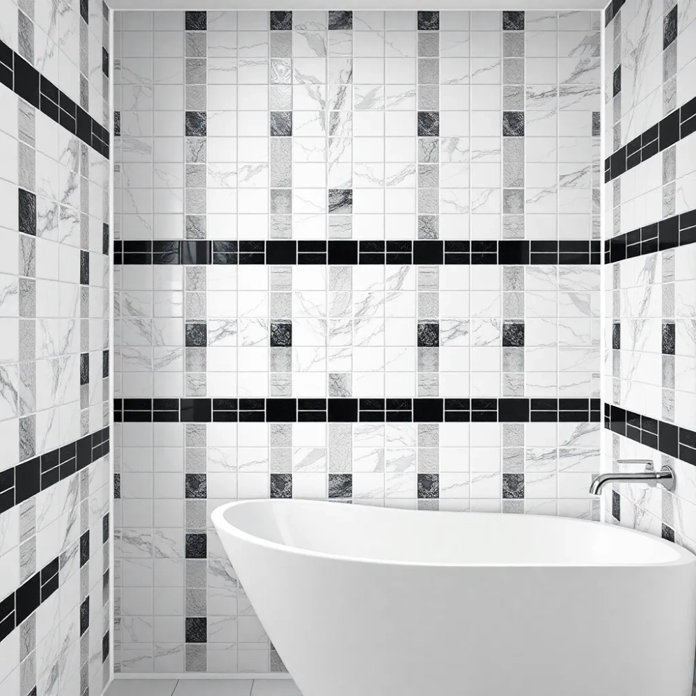 płytki białoczarne do łazienki