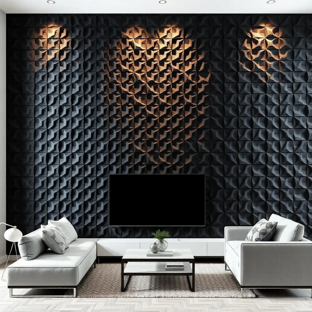 Płytki na ścianę do salonu 3D