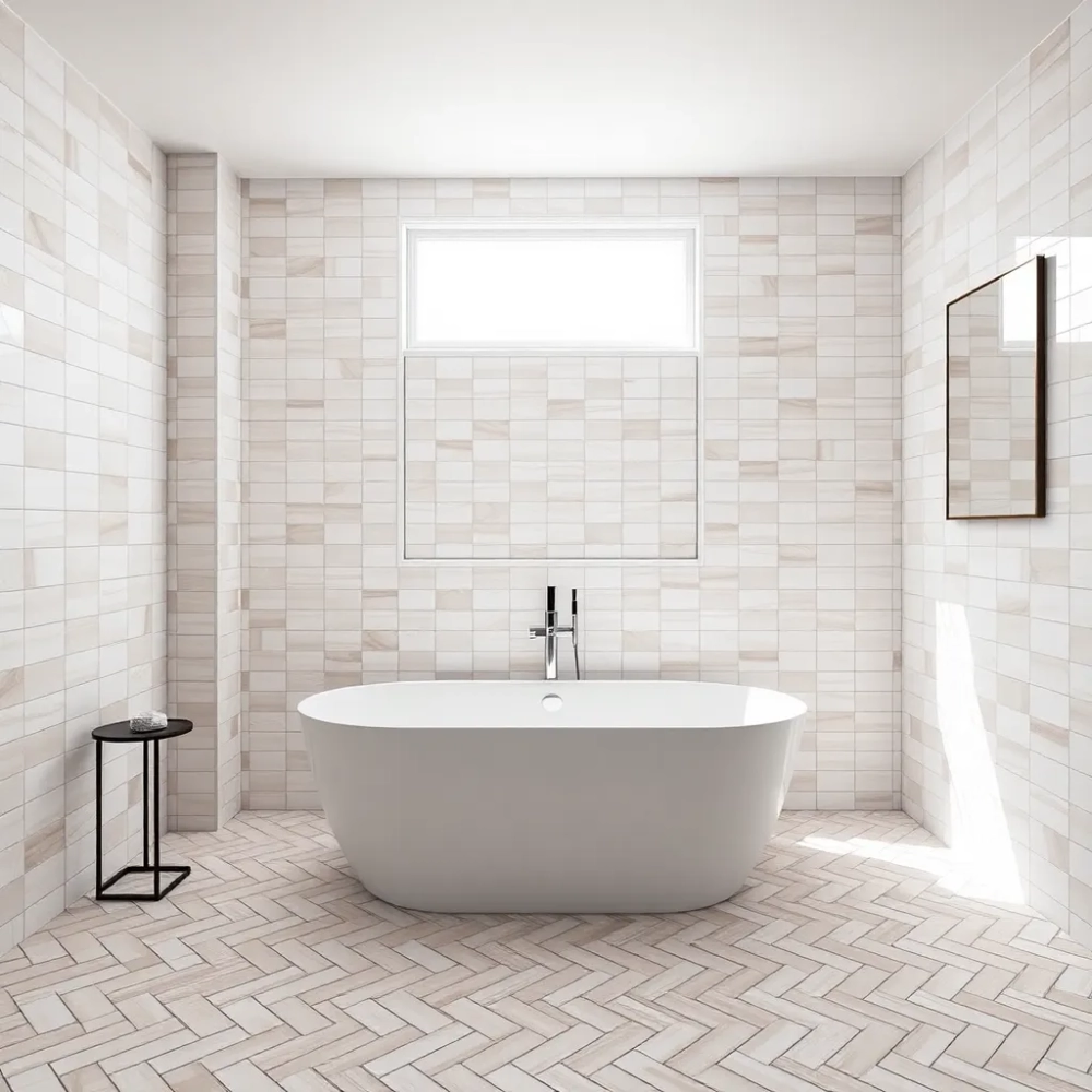 Płytki w jodełkę łazienka