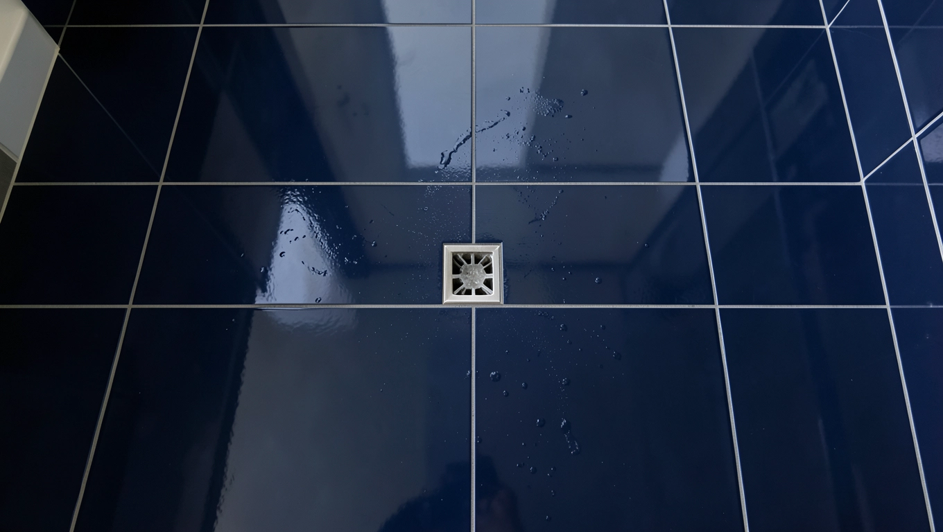 Podłogowe granatowe płytki do łazienki