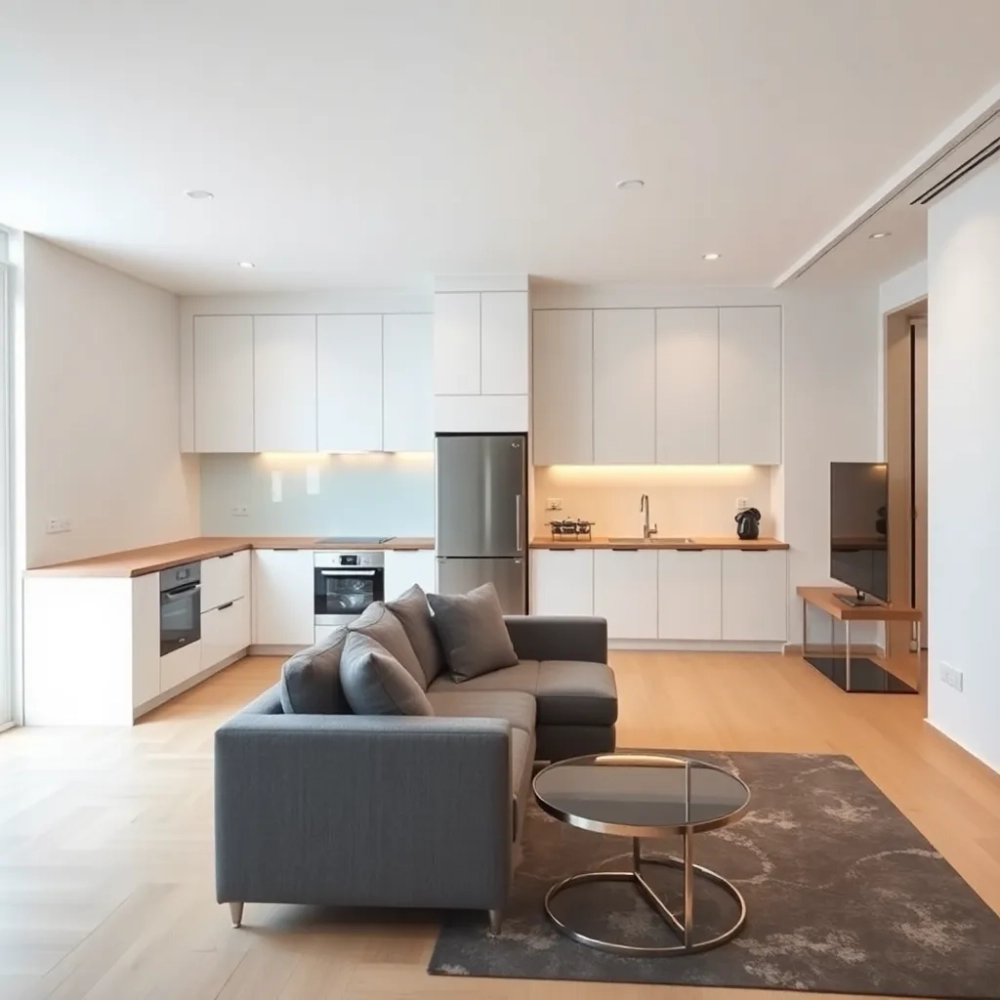 Połączenie kuchni z salonem w bloku