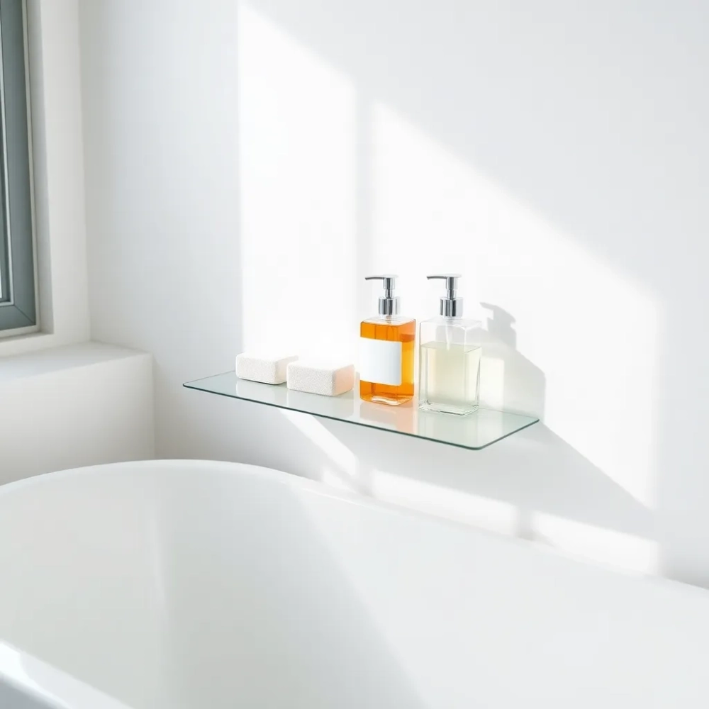 Półka nad wanną w ścianie