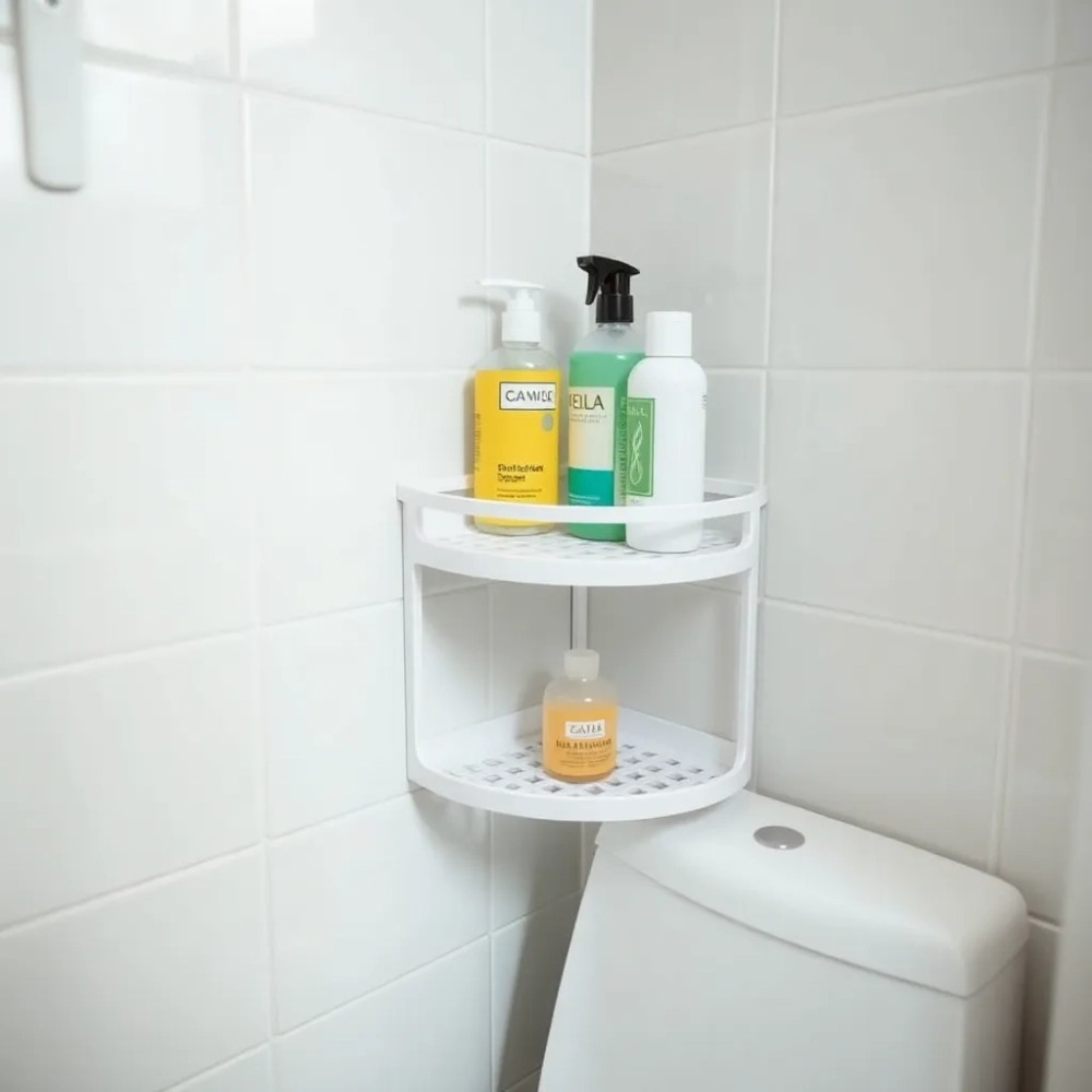 Półka narożna do łazienki bez wiercenia