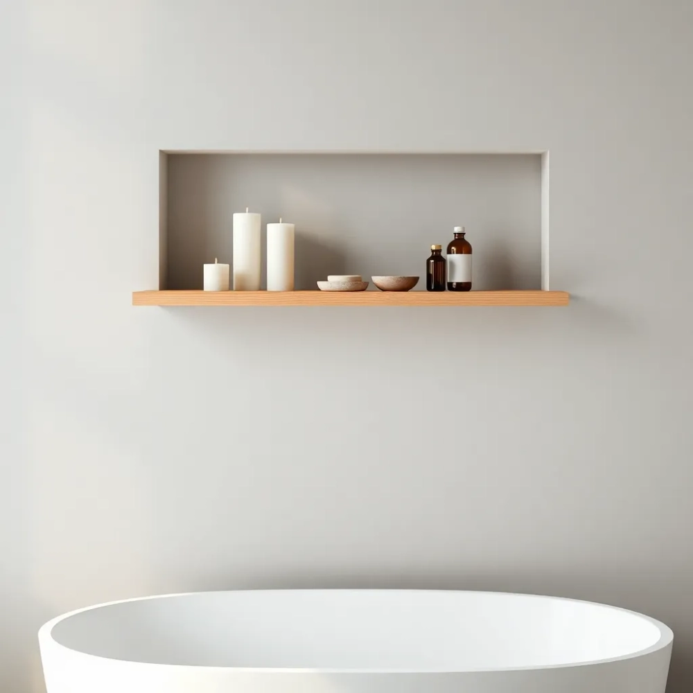 Półka w ścianie nad wanną na jakiej wysokości