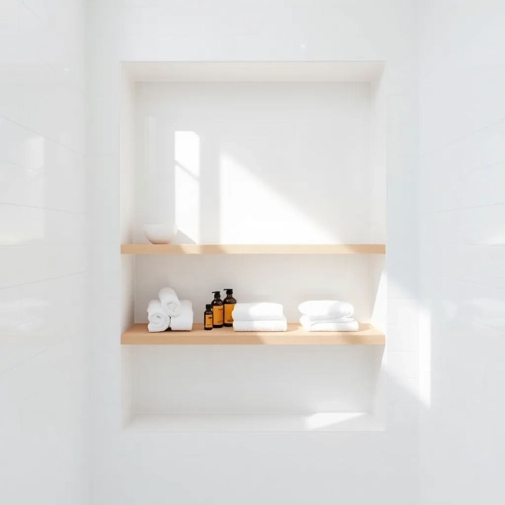Półki w ścianie łazienka