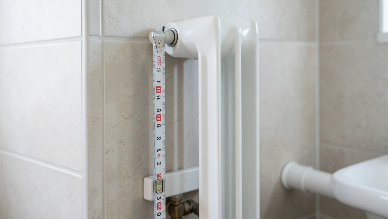 Pomiar wysokości grzejnika łazienkowego