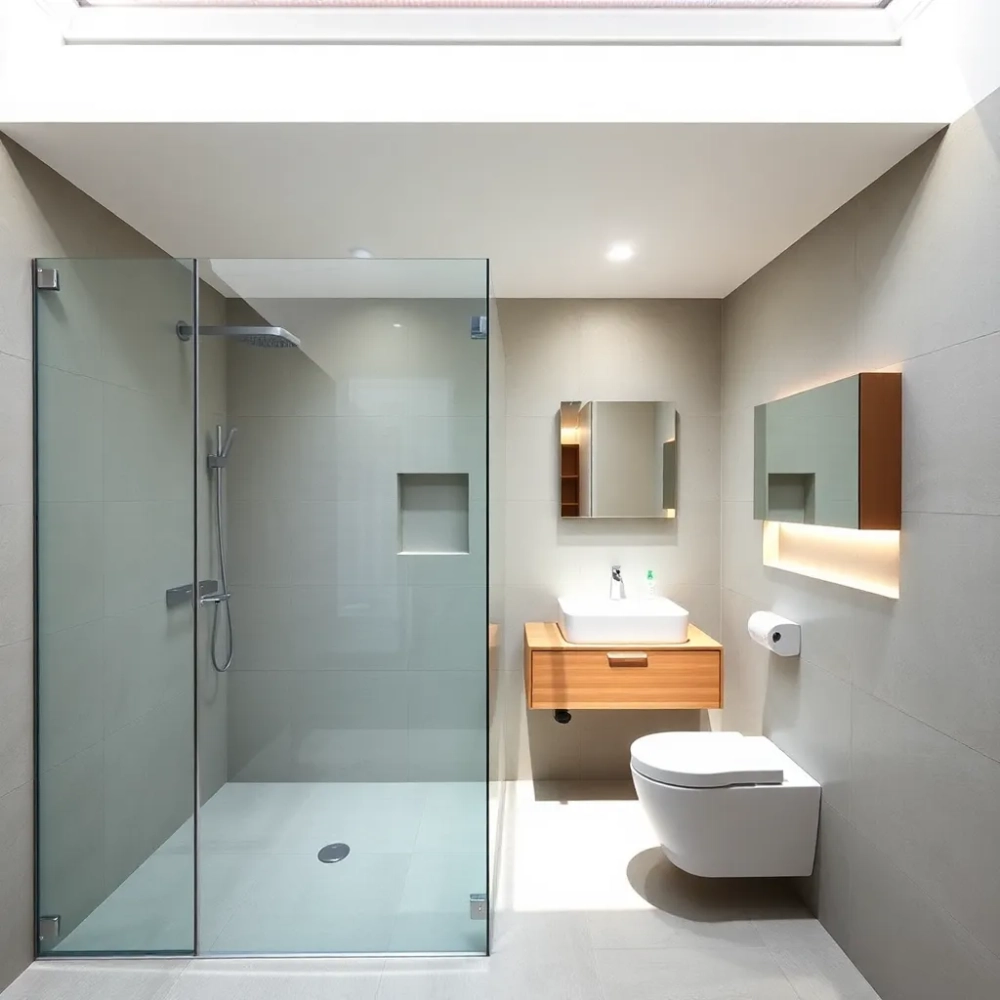 Projekt łazienka 4m2 z prysznicem