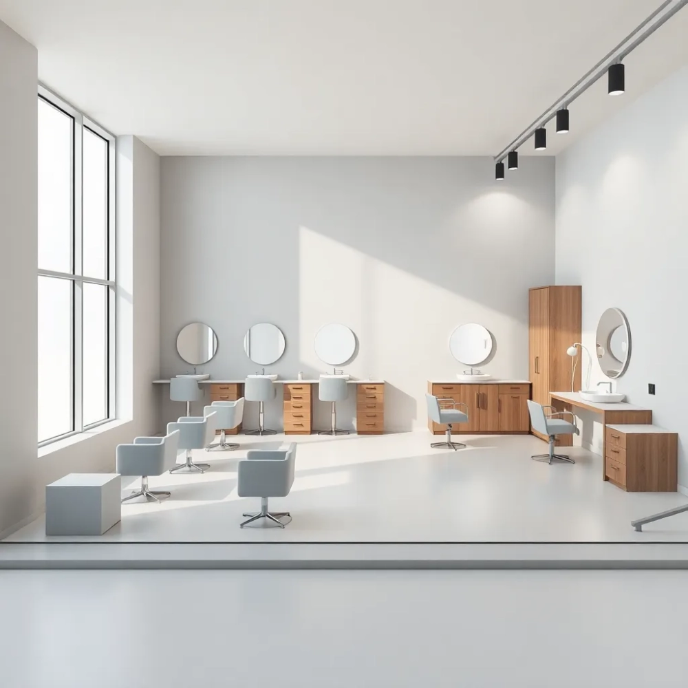 Projekt salonu fryzjerskiego rysunek z opisem