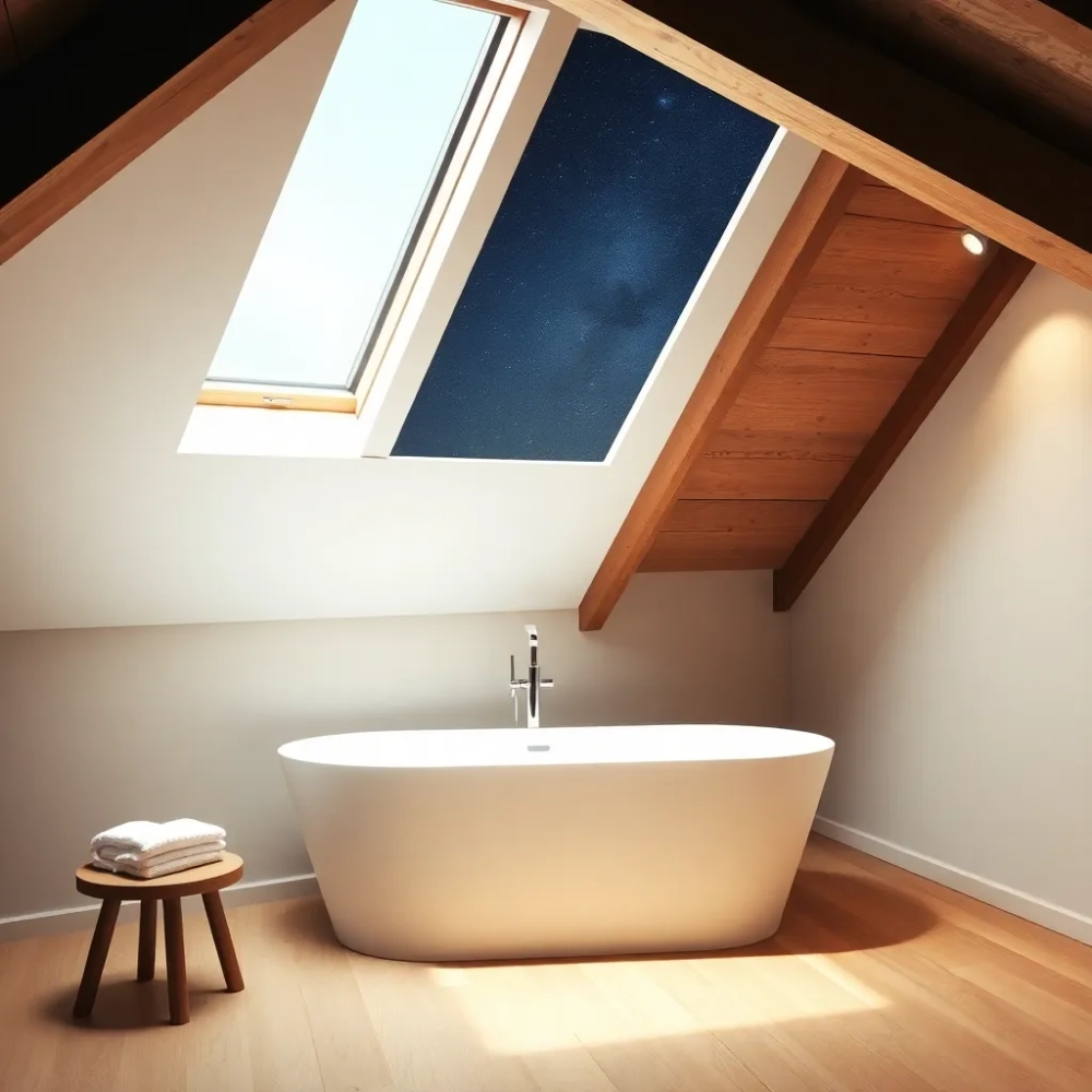 Projekty łazienki na poddaszu z wanną