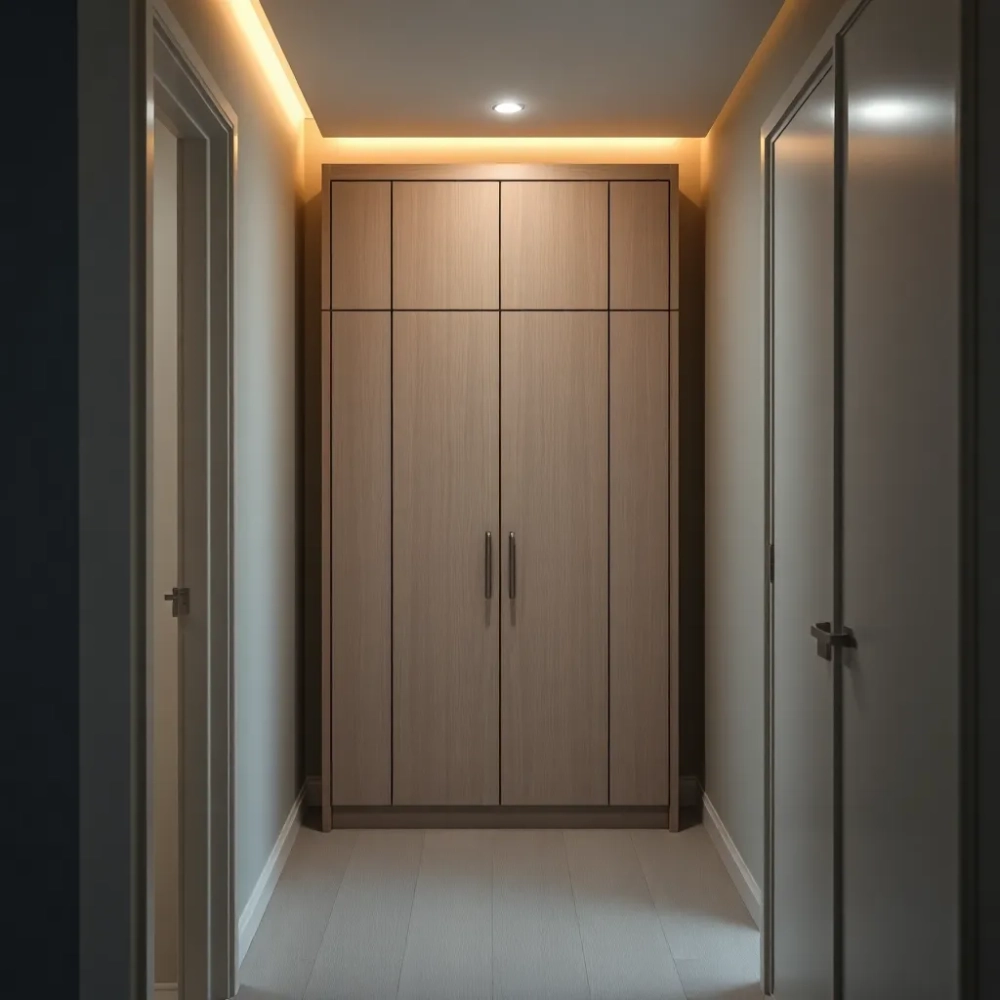 Przedpokój w bloku z szafą