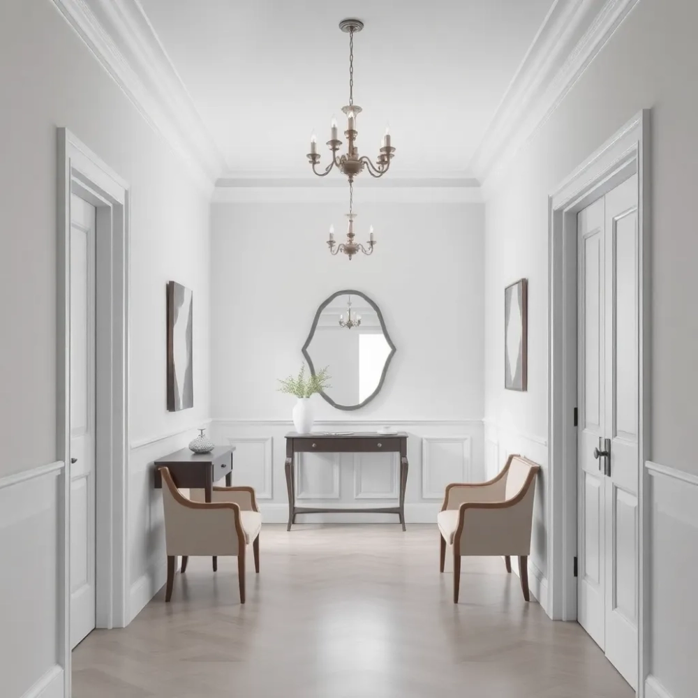 Przedpokój w szarości i bieli