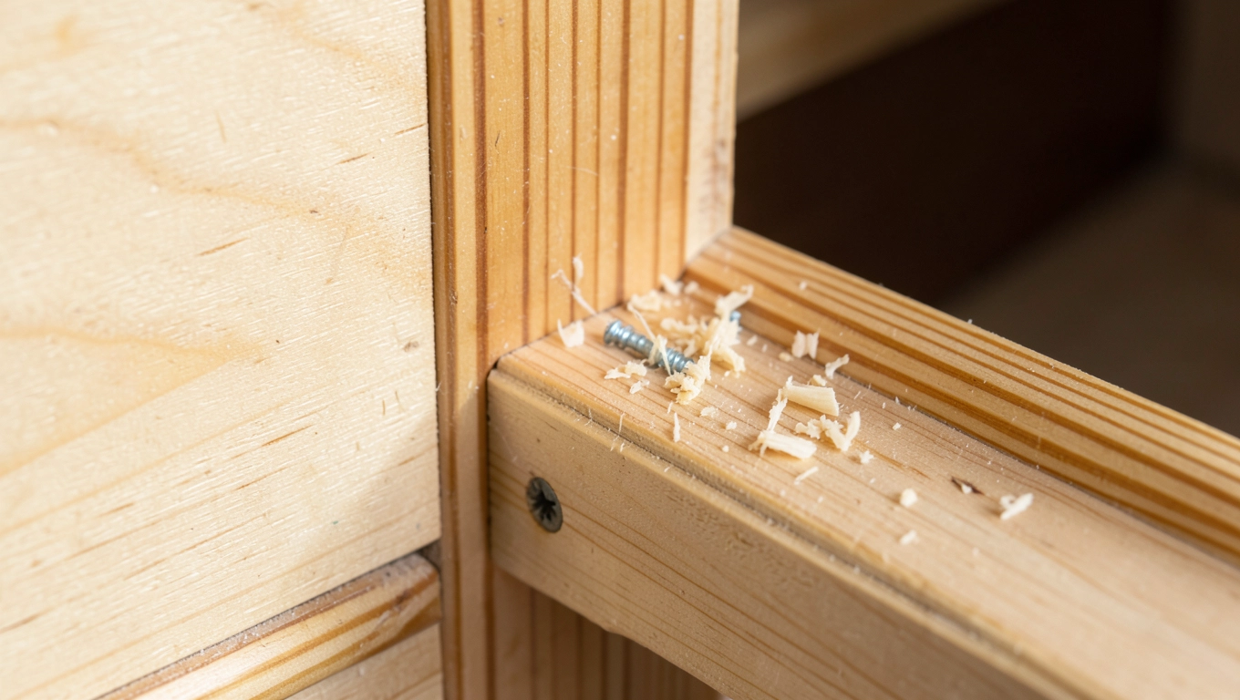 Przykręcanie drzwiczek do korpusu szafki