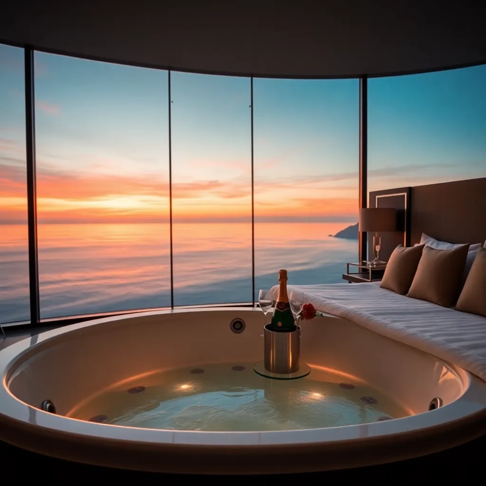 Romantyczny weekend dla dwojga z jacuzzi w pokoju nad morzem