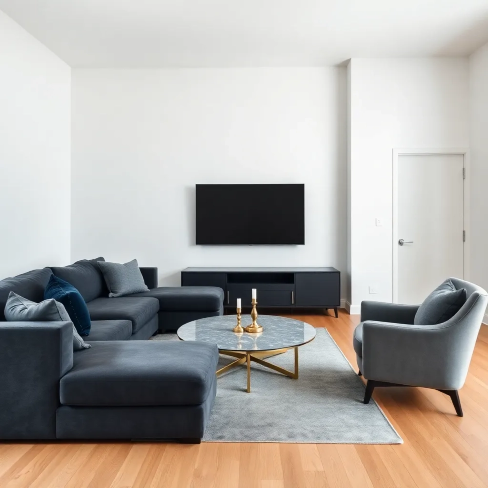 Salon szary z granatem