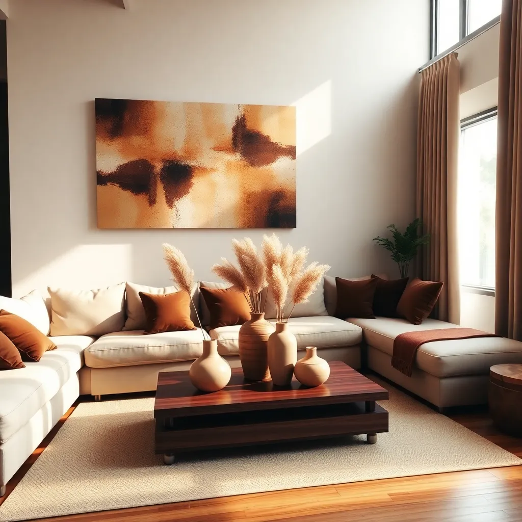 Salon w brązach i beżach