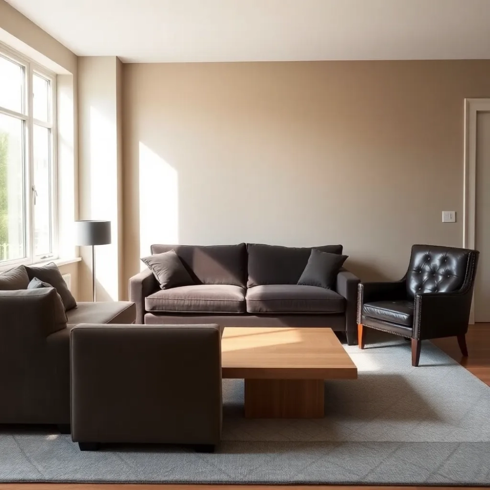 Salon w brązie i szarości