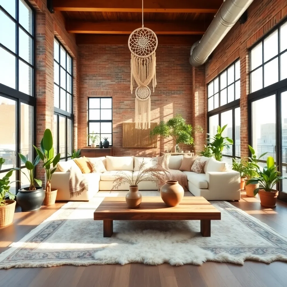 Salon w stylu boho loft