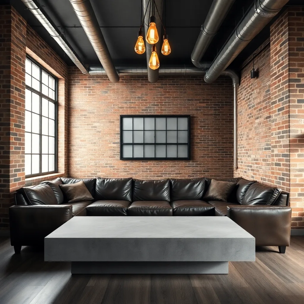 Salon w stylu industrialnym