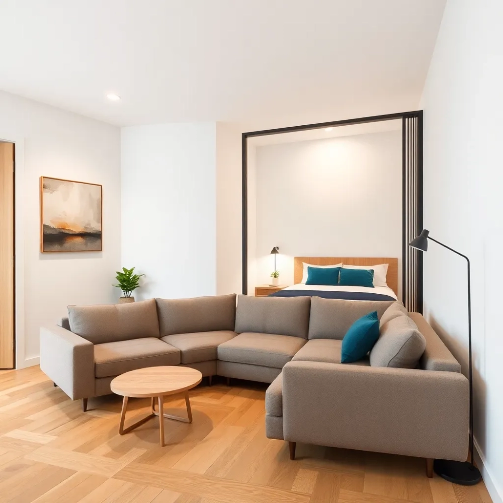 Salon z sypialnią w bloku