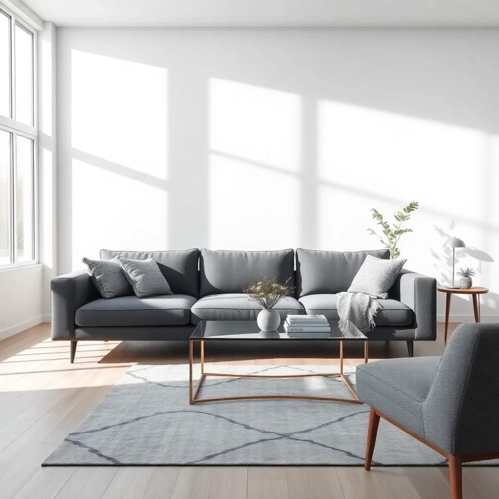 Salon z szarą kanapa inspiracje