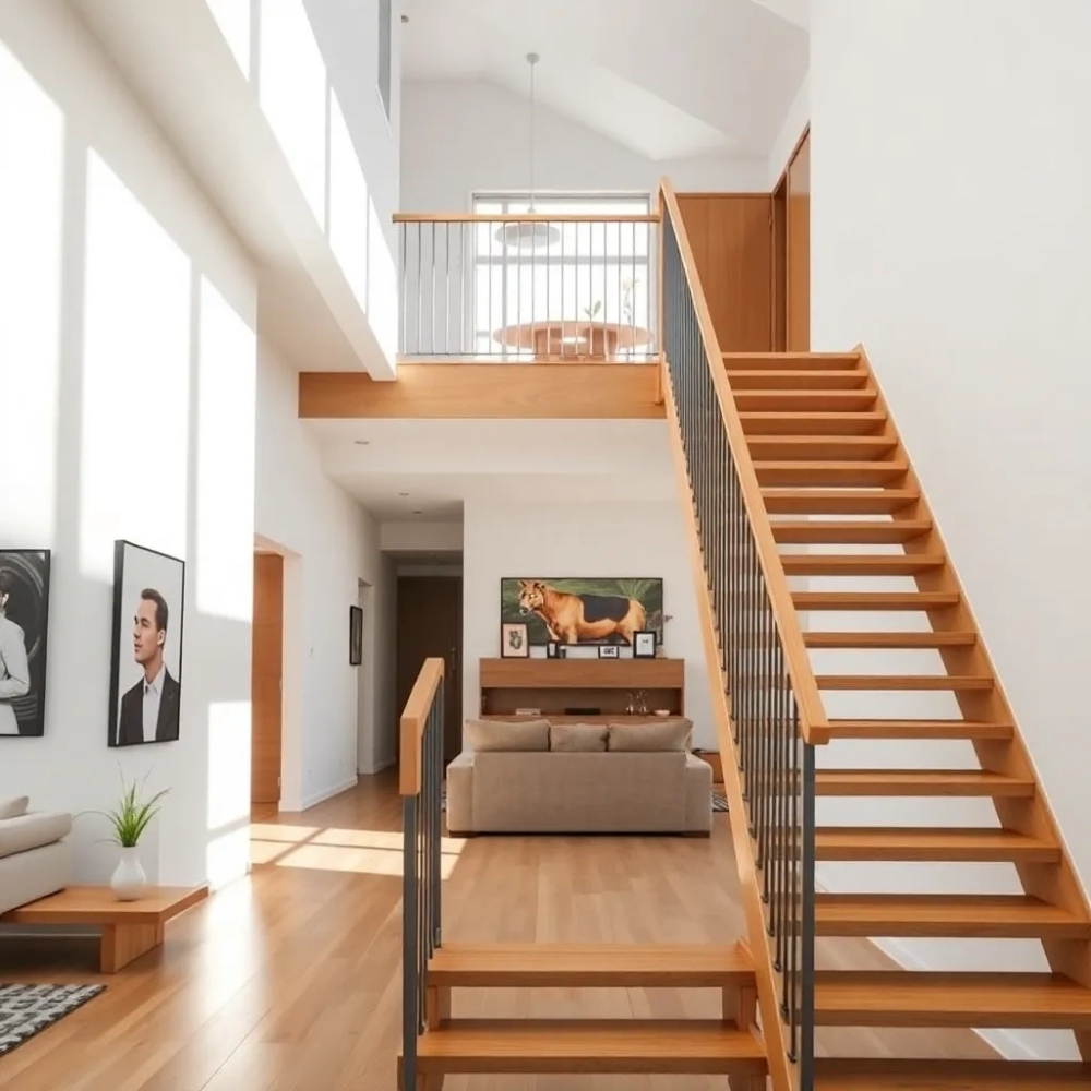 Schody na antresolę w salonie