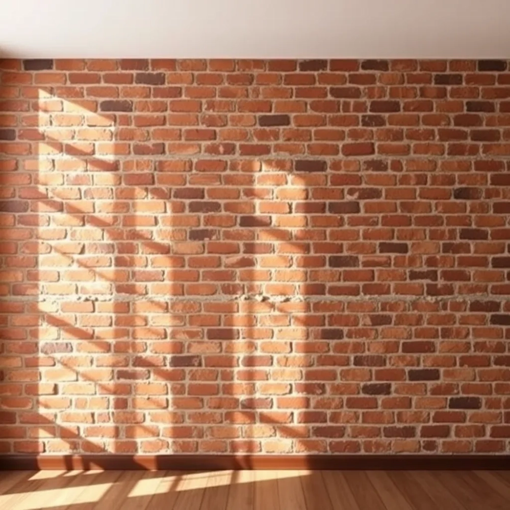 Ściana z cegły w salonie