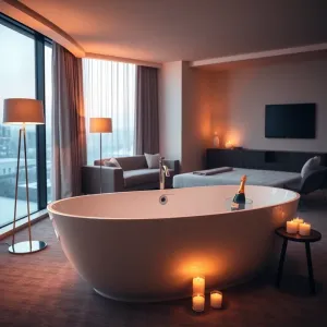 Apartament z wanną w pokoju