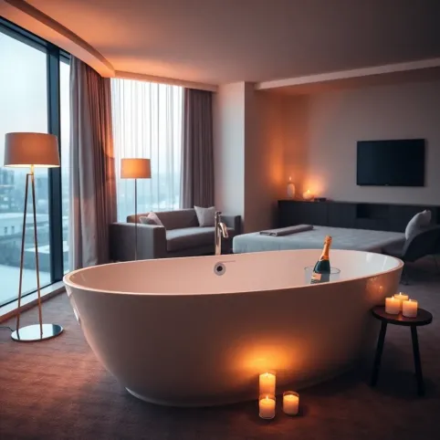 Apartament z wanną w pokoju