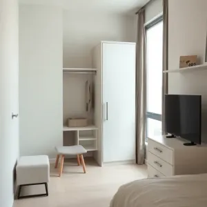 Aranżacja małego pokoju z szafą