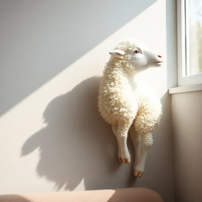 Baranek na ścianie w salonie