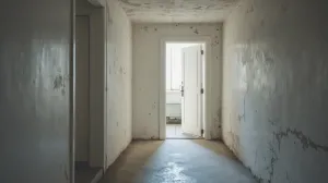 Białe drzwi wejściowe do mieszkania w bloku