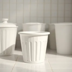 Białe kosze do łazienki