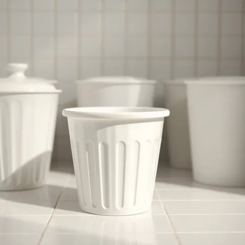 Białe kosze do łazienki