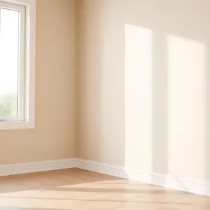 Białe listwy przypodłogowe w salonie