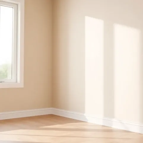 Białe listwy przypodłogowe w salonie