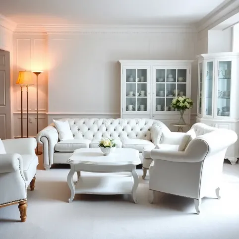 Białe meble do salonu w stylu angielskim