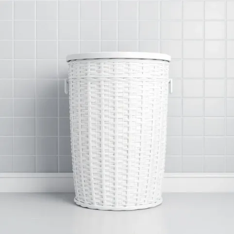 Biały kosz łazienkowy na bieliznę