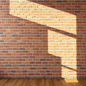 Cegła na ścianie w salonie