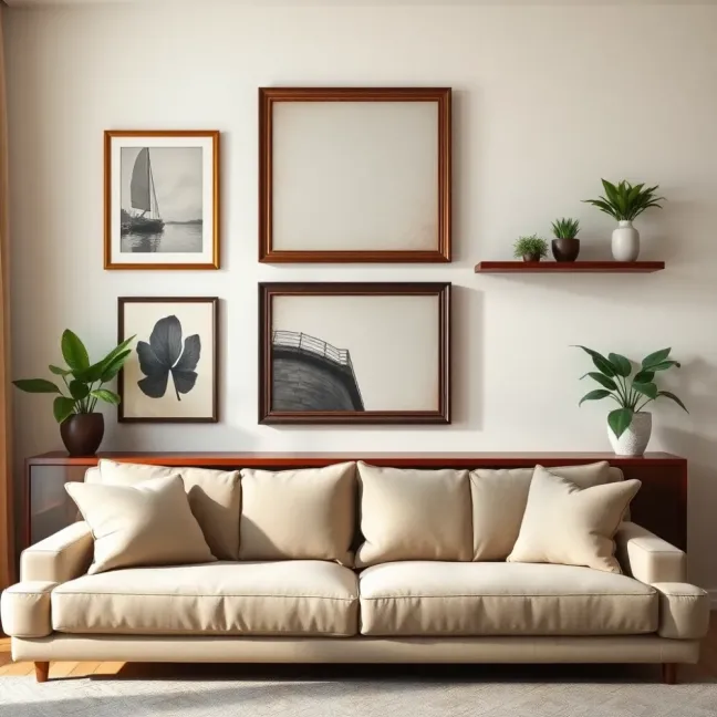 Co na ścianę w salonie za kanapą