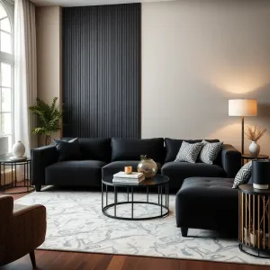 Czarną kanapą w salonie inspiracje