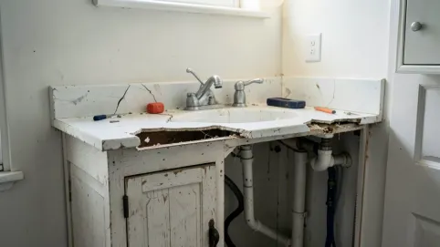 demontaż szafki z umywalką