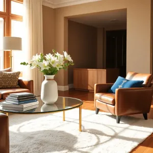 Dodatki do brązowych mebli w salonie