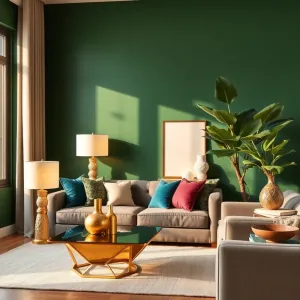 Dodatki do butelkowej zieleni salon