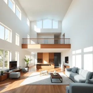 Domy z otwartą przestrzenią nad salonem